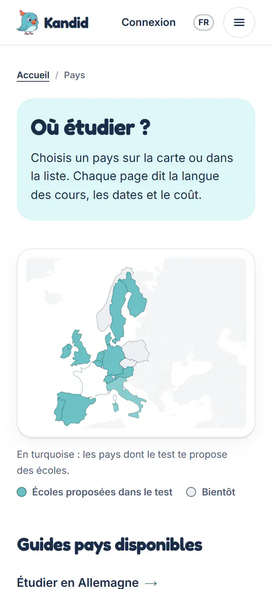 Die Europakarte mit den Ländern des Quiz
