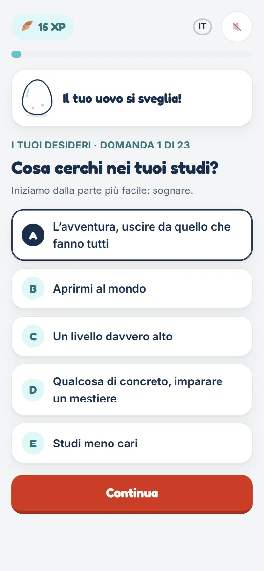 Una schermata del quiz nell'app Kandid