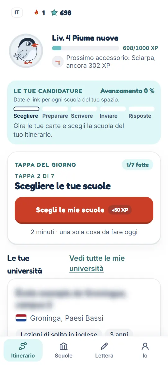 I tuoi XP, il tuo livello e la tua serie in alto nel tuo spazio