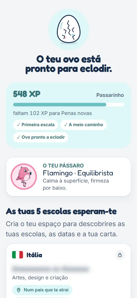 O ecrã do resultado do quiz